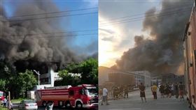 中國吉林省長春市一處物流倉庫今（24）下午驚傳發生火警 圖／翻攝自微博