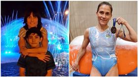 烏茲別克女子體操選手丘索維金娜（Oksana Chusovitina）與他的孩子。（圖／翻攝自ig@oksana2016）