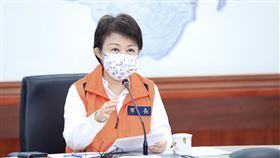 颱風逼近　盧秀燕主持防汛會議颱風(火因)花即將來襲，台中市長盧秀燕21日主持防汛會議，呼籲市民提高警覺做好防災準備。中央社記者趙麗妍攝  110年7月21日