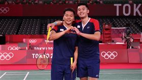 ▲東京奧運中華羽球隊李洋、王齊麟闖進雙打4強。（圖／體育署提供）