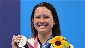 香港游泳選手何詩蓓今早在東京奧運女子100公尺自由式比賽再創佳績，勇奪銀牌。（圖／路透社／達志影像）