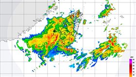 西南氣流影響，降雨的雷達回波幾乎要覆蓋整個台灣。（圖／翻攝自氣象局）