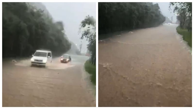 雨彈炸雙北！陽金公路變滾滾「黃河」