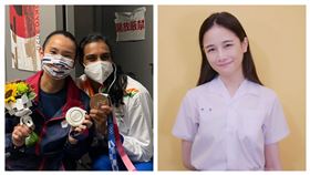 東京奧運羽球女單金牌戰，戴資穎無緣金牌，以分享美食和大胃王影片聞名的YouTuber千千說，謝謝辛度幫我們擁抱你。（組合圖／翻攝自戴資穎IG／千千進食中Chien-Chien粉專）