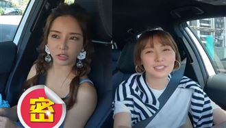 女星開新車載閨密 安全帶勒出渾圓胸