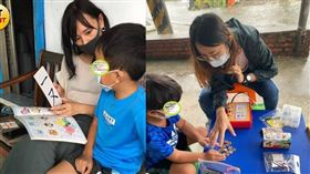 ▲屏東縣牡丹鄉的高士國小老師們在三級警戒停課期間，逐一到學童家中進行課業上的輔導。（圖／高士國小提供）