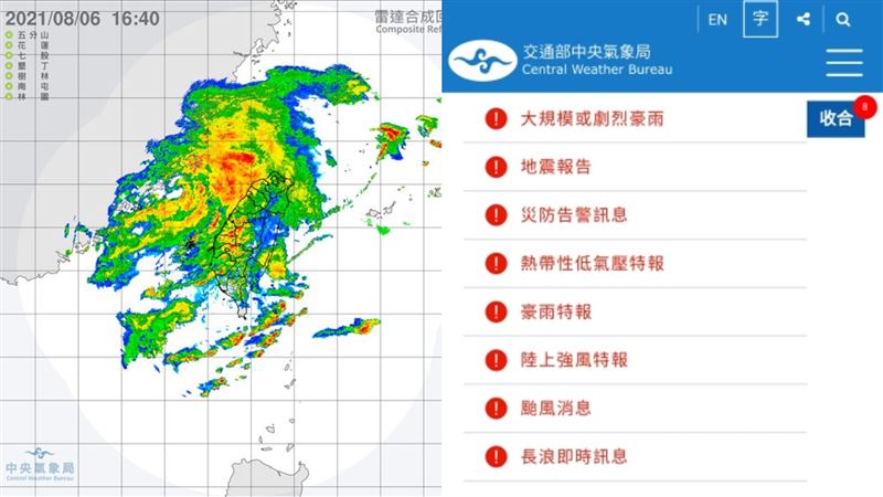颱風豪雨又地震！氣象局一次狂發8警