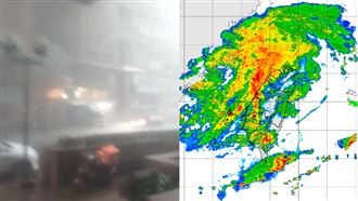 外送突遇狂風暴雨！高雄妹避難全錄下