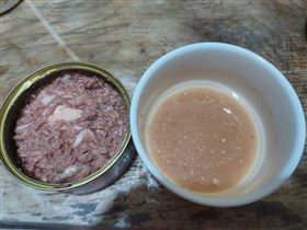 鮪魚罐頭,鮪魚,醬汁,油。(圖/翻攝自廚藝公社臉書)