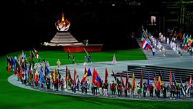 東京奧運閉幕典禮運動員進場。（圖／路透社／達志影像）