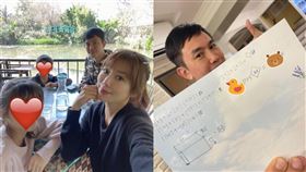  佩甄父親節分別貼出女兒、兒子和老公的合照。臉書