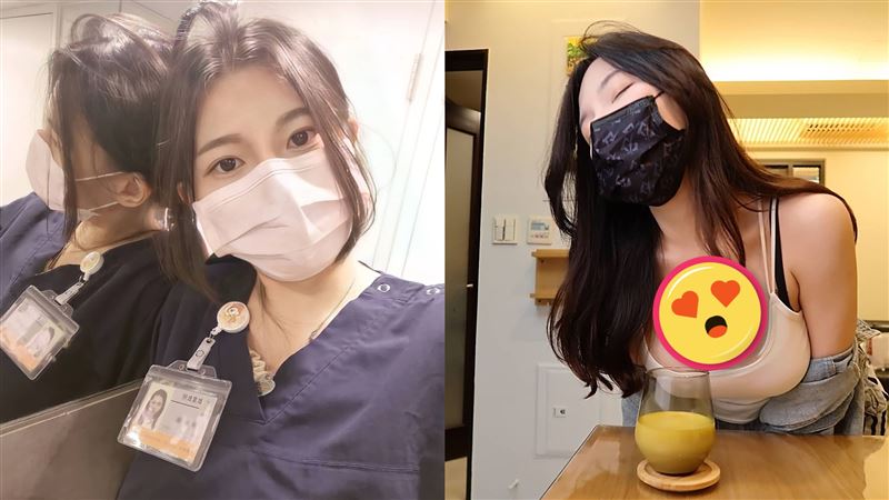 正妹醫低胸背心喝果汁　網嗨：好大杯