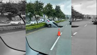 台中恐怖天坑「車開到一半車頭不見」