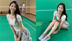 有網友注意到一位羽球正妹，清新面容搭配超甜的燦笑引發關注。（圖／翻攝自微博）