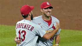 美國職棒紅雀隊老將投手Adam Wainwright完封勝。（圖／美聯社／達志影像）