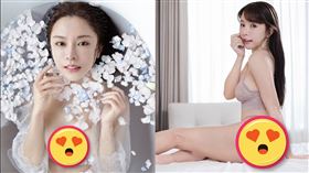 ▲巫苡萱泡在冷水裡拍花瓣浴。（圖／巫苡萱提供）