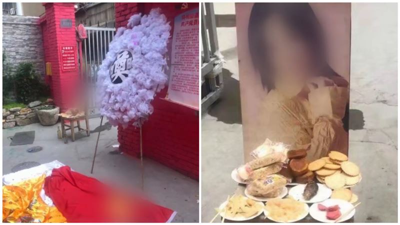 老婆不回家　男在門口設靈堂：她死了