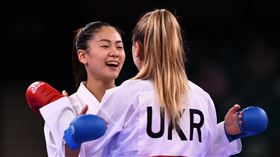 塔莉歐卡（Anzhelika Terliuga）、文姿云，東奧空手道四強戰，圖／路透社／達志影像