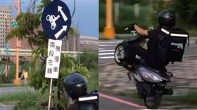  世界孤輪王，日本特技車手安倍優，翹孤輪過馬路，台中南屯13期重劃區，圖／安倍軍團授權提供