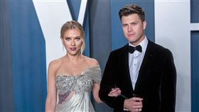 「黑寡婦」史嘉蕾喬韓森與老公科林約斯特有了愛的結晶。（圖／美聯社／達志影像）