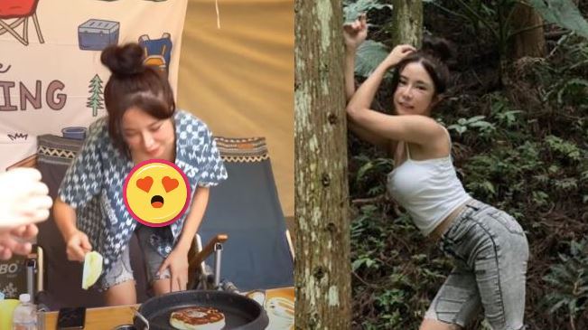 啦啦隊女神彎腰煎鬆餅　雪白半球全洩