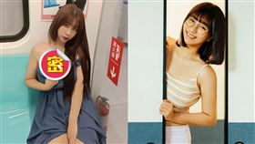 吳夢夢今（26日）曬出在捷運照的養眼照，讓全網鼻寫直流。（圖／翻攝自monmon6.0IG)