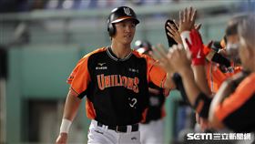 ▲統一獅外野手蘇智傑跑回球隊第2分。（圖／記者劉彥池攝影）