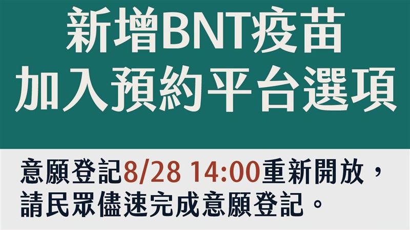 開放BNT登記！阿中：28日14時