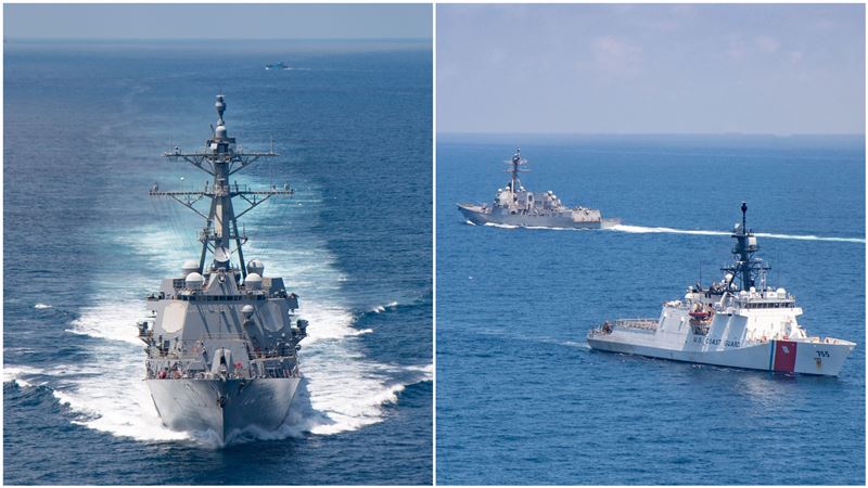 共機擾台…美軍來了！海巡雙艦經台海