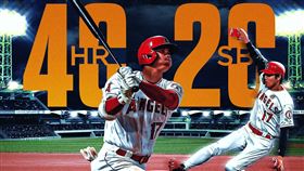 大谷翔平40轟、20盜壘隊史第一人。（圖／翻攝自MLB推特）