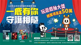 法務部調查局主辦、全國安全防護工作會報協辦的「110年全民安全防護有獎徵答『一鹿有你、守護相隨』」活動，即將在下月登場，玩遊戲就可以抽大獎，總獎項高達50萬元！