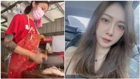 工作,正妹,對比照,剁雞,雞肉,反差（圖／翻攝自爆廢公社二館