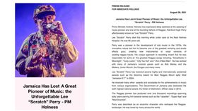 李佩里（Lee Scratch Perry）
圖／翻攝自Andrew Holness臉書