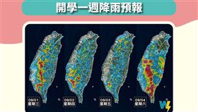 「天氣風險 WeatherRisk」發文寫下【開學一周天氣：中南部午後雷雨、空氣品質差】（圖／翻攝自天氣風險粉專）