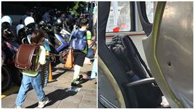適逢開學日，但沒想到竟有學生似乎是太久沒上學，竟然將書包忘在公車上。（組合圖／記者邱榮吉攝影、翻攝自爆廢公社二館）