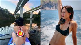 ▲正妹Chico玩SUP背後出現驚人曬痕。（圖／Chico提供）