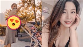 白家綺帶小孩散步，意外洩出超狂馬甲線。（圖／翻攝自白家綺臉書）