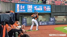 味全主場本壘後方廣告。（圖／記者劉彥池攝影）