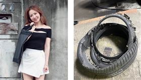 謝忻國道突爆胎　認了「快要哭出來」：媽呀！下面是基隆河（合成圖／翻攝自謝忻IG、臉書）