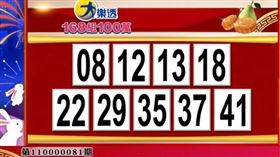 ▲168組100萬，開出這些號碼。（圖／翻攝自台彩開獎直播）