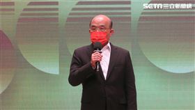 行政院長蘇貞昌９日率同相關部會首長召開記者會，宣布五倍券上路時間。（圖／記者盧素梅攝影)