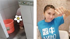 劉樂妍又見廁所沒門！陸網卻罵：為什麼「拍人家屁股」？（合成圖／翻攝自劉樂妍微博）