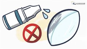 配戴隱形眼鏡時如果同時又使用眼藥水，可能反而會造成眼睛更大的負擔（圖／翻攝自食用玩家-食藥署）