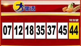 ▲大樂透獎號。（圖／翻攝自台彩開獎直播）