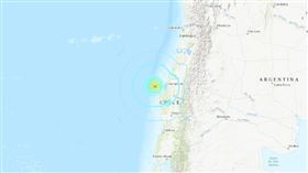智利外海規模6.4強震 附近城市建物搖晃激烈 圖／翻攝自USGS