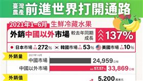 農委會主委陳吉仲今（22）日在臉書貼圖發文寫道，水果外銷分散市場成效顯著，台灣農產前進世界打開通路（圖／翻攝自陳吉仲臉書）