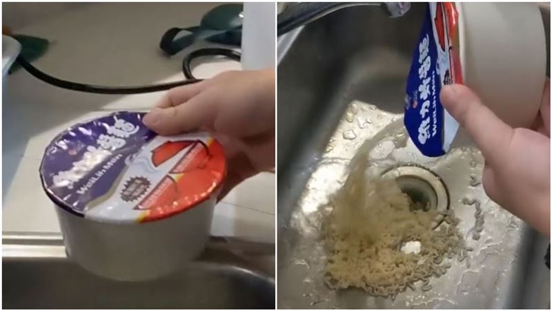 吃乾泡麵「在這裡戳洞」　他下秒臉綠