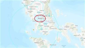 震央位於菲律賓首都馬尼拉西南外海。（圖／翻攝自USGS）
