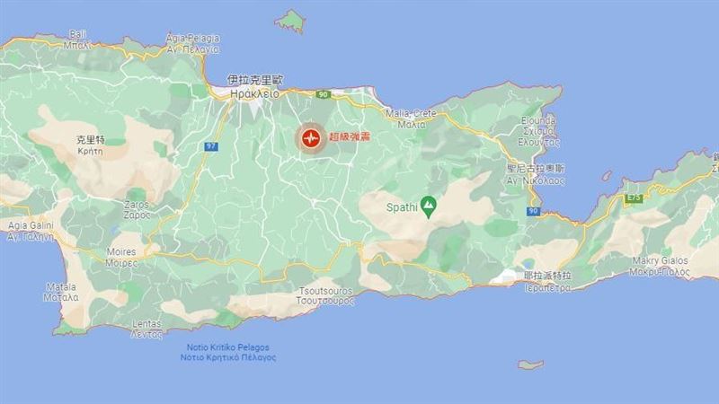 希臘規模6.5強震　震源深度2公里