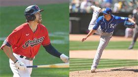 ▲印地安人席默（Bradley Zimmer）炸裂效力皇家的哥哥。（圖／路透社／達志影像）